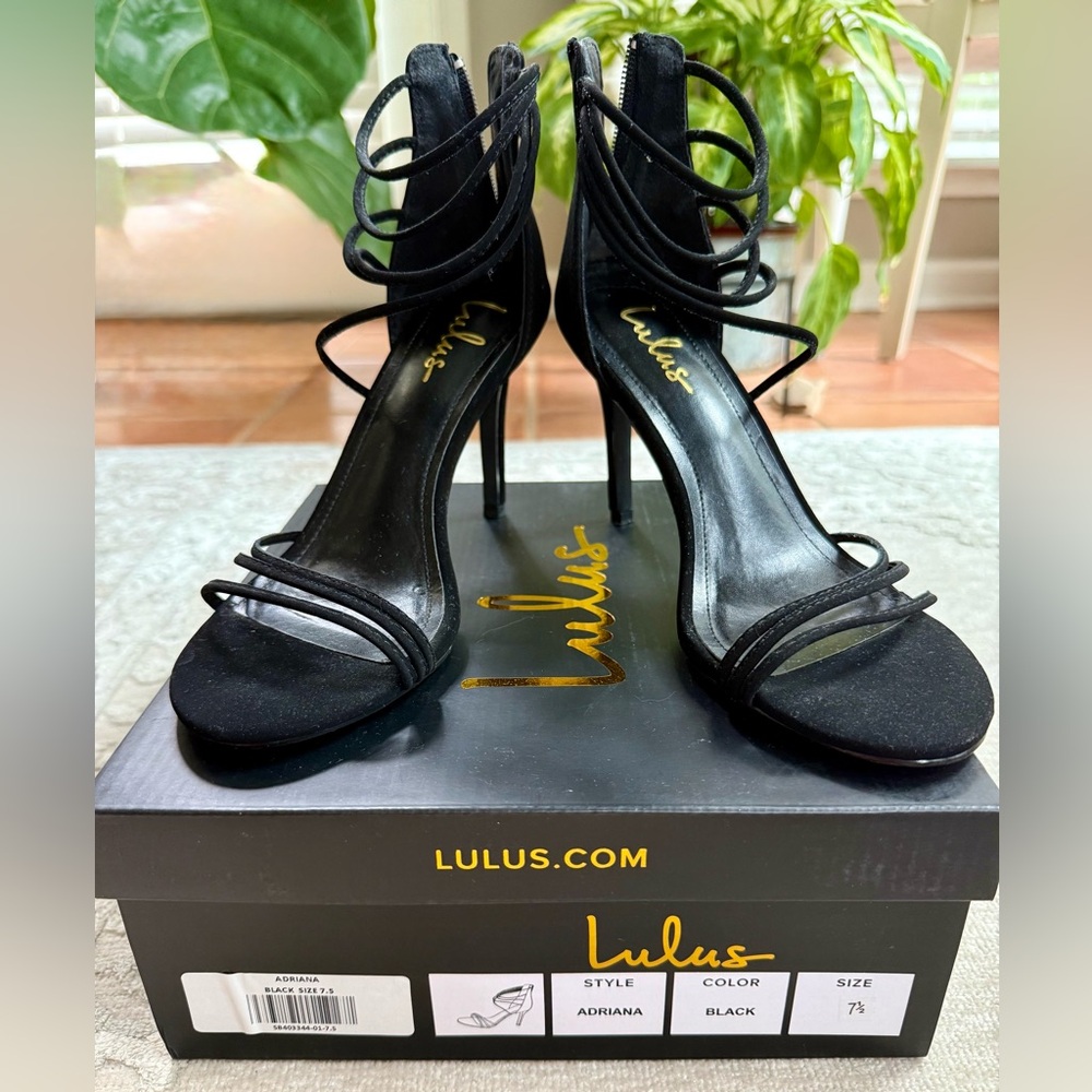 Lulu's Black Strappy Heels